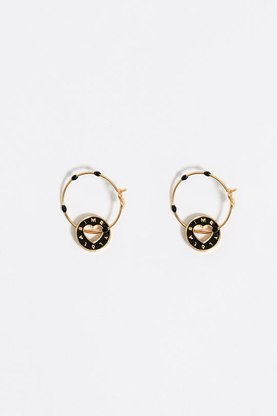 Black logo hoop earrings