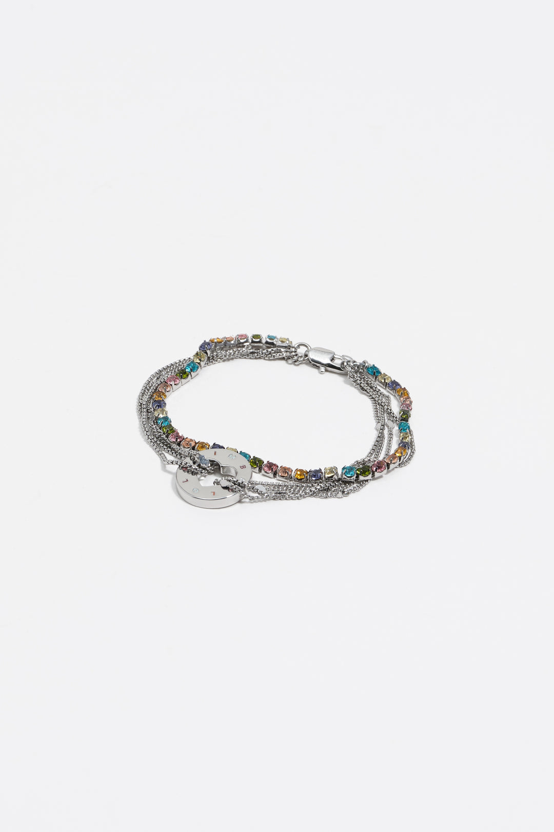 Silver logo multi-chain bracelet