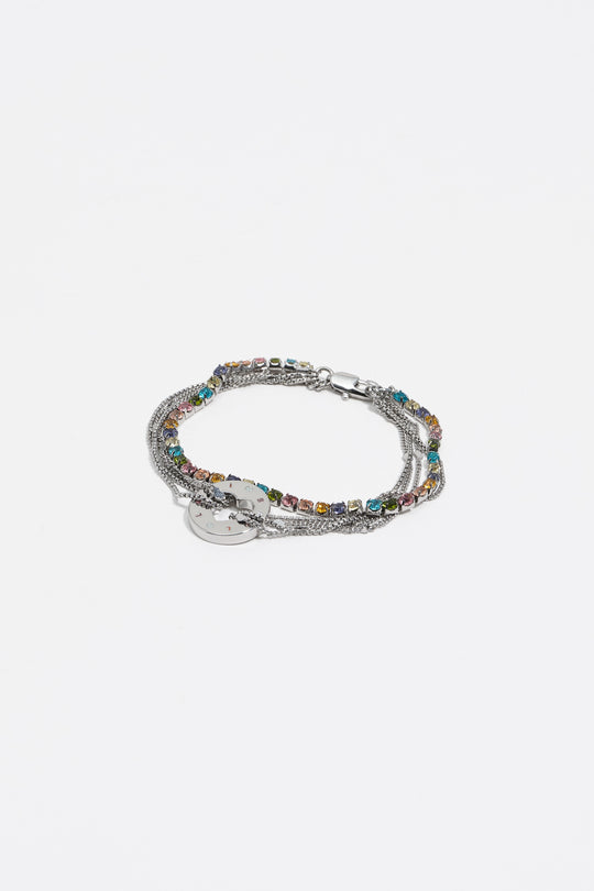 Silver logo multi-chain bracelet
