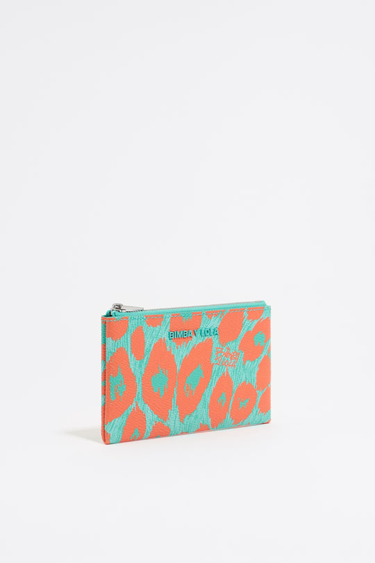 Leopard turquoise coin purse