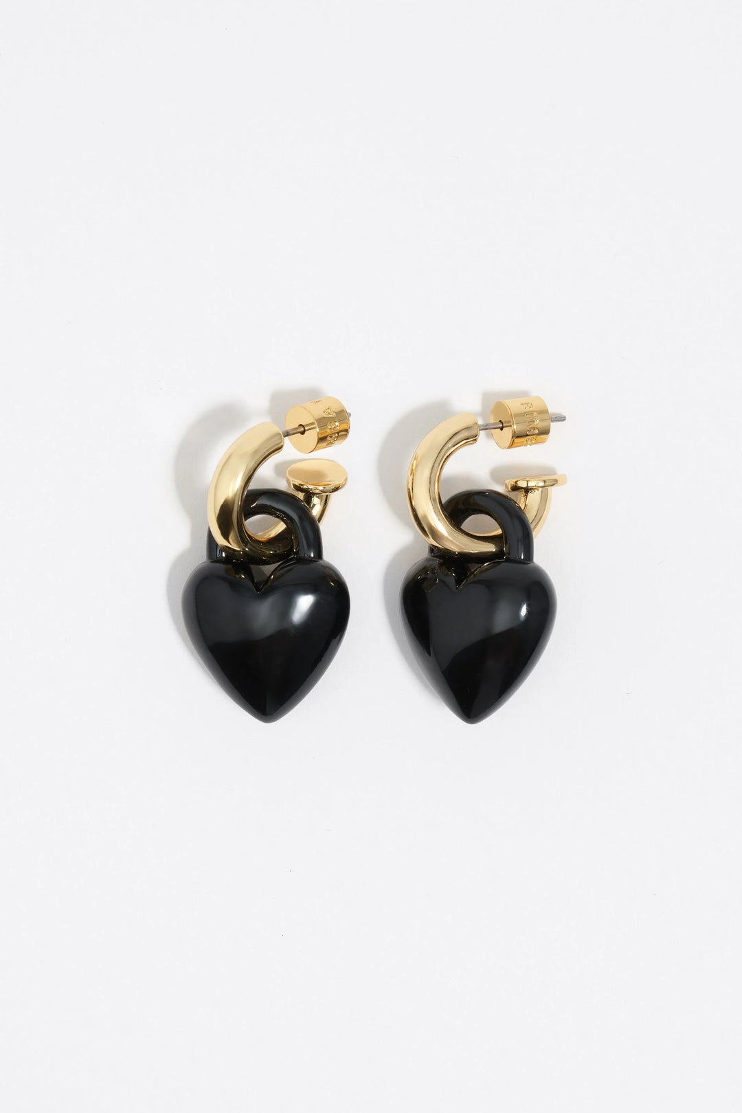 Black padlock heart hoop earrings