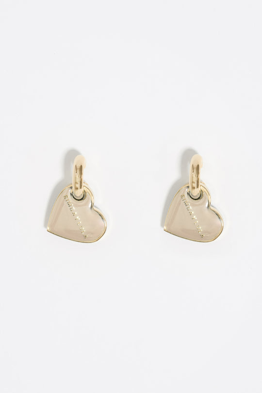 Ivory and gold-tone hearts hoop earrings