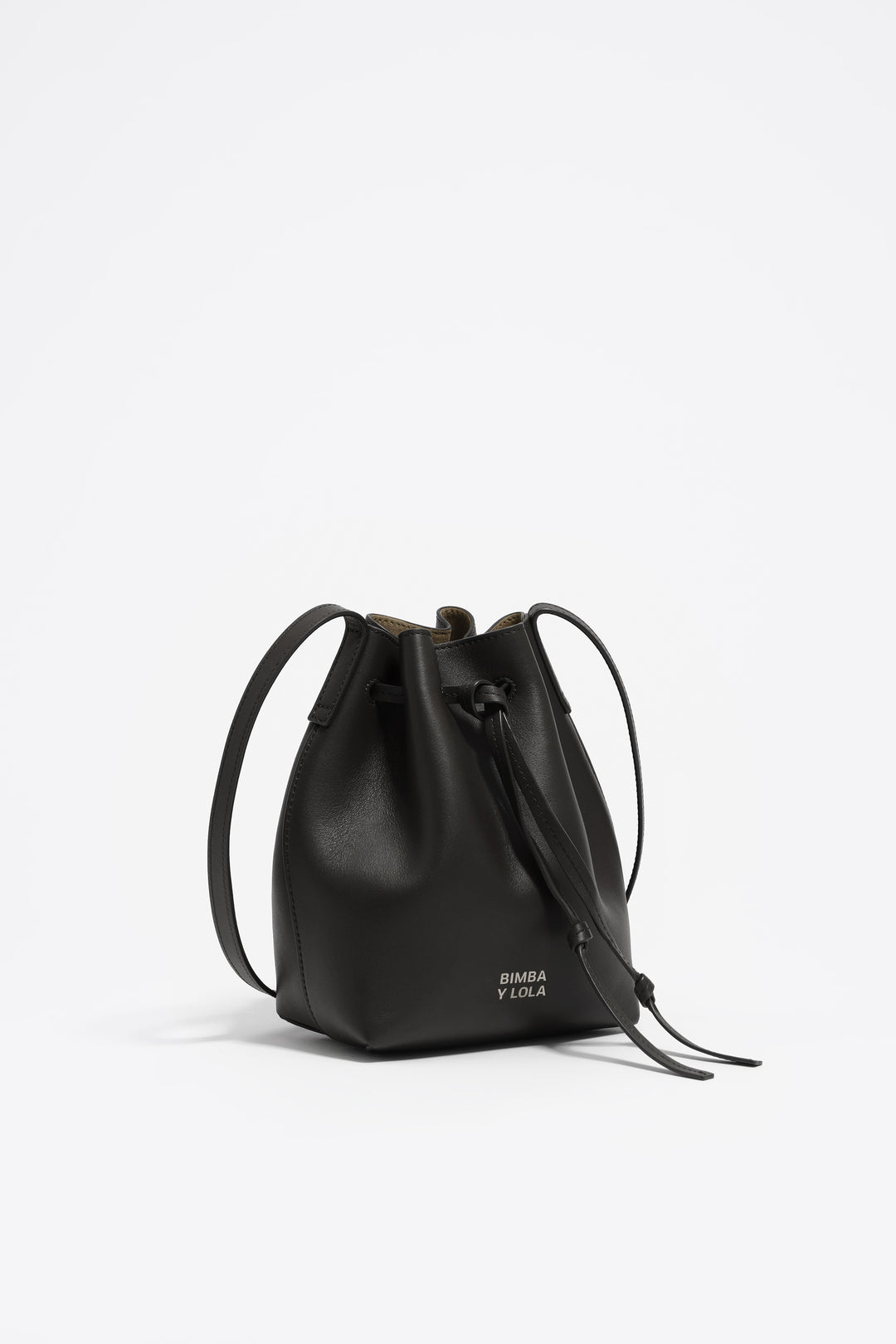 Black leather bucket bag