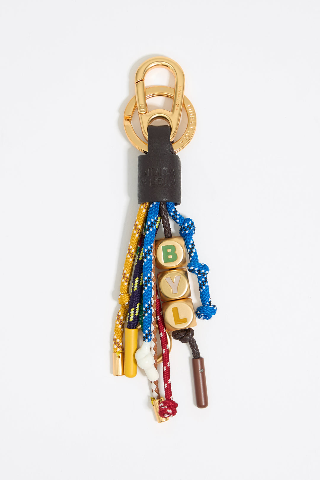 Multicolor ropes pompom key ring