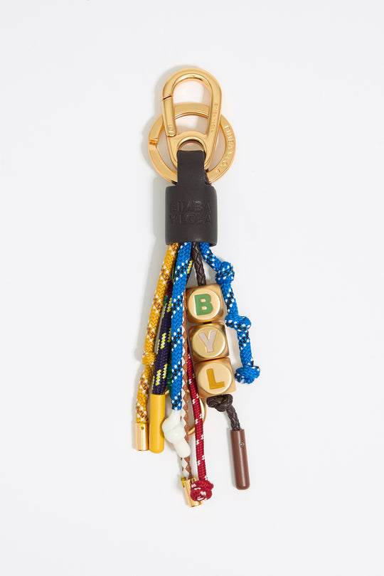 Multicolor ropes pompom key ring