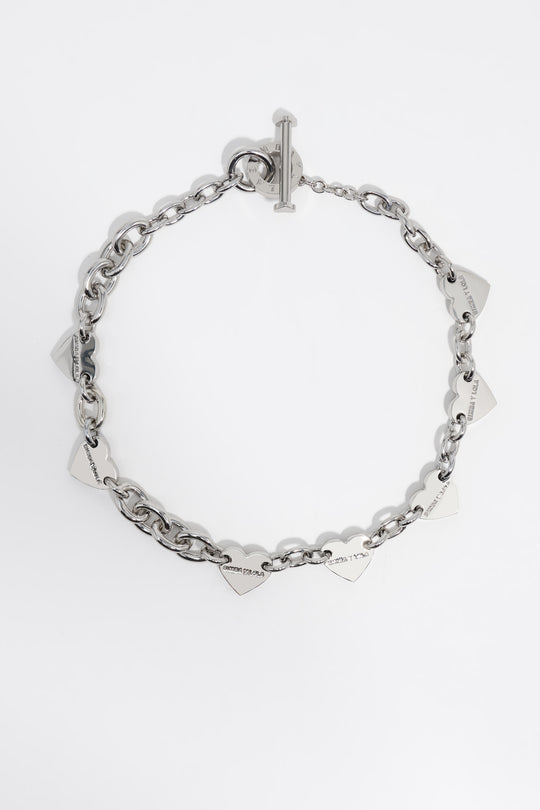 Silver hearts chain necklace