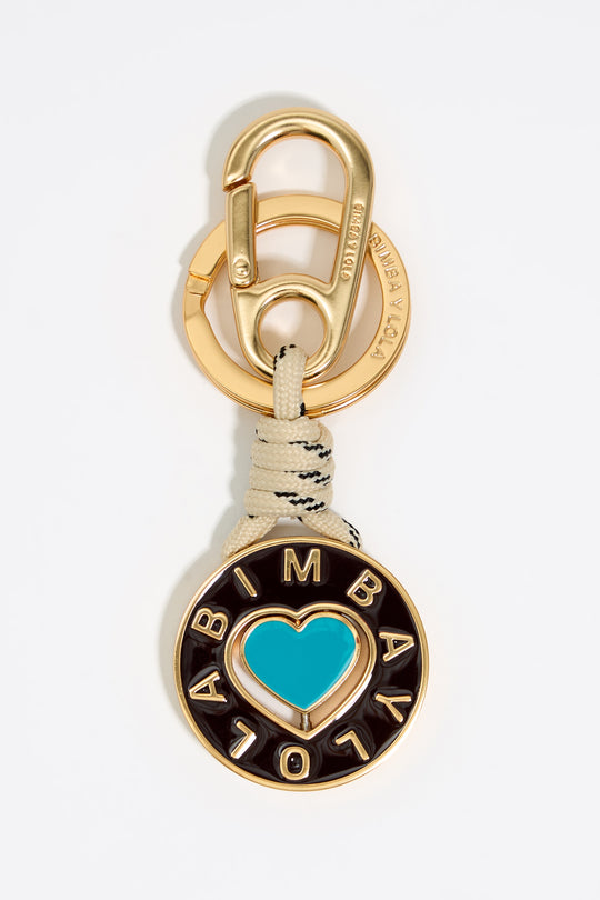 Burgundy circular heart key ring