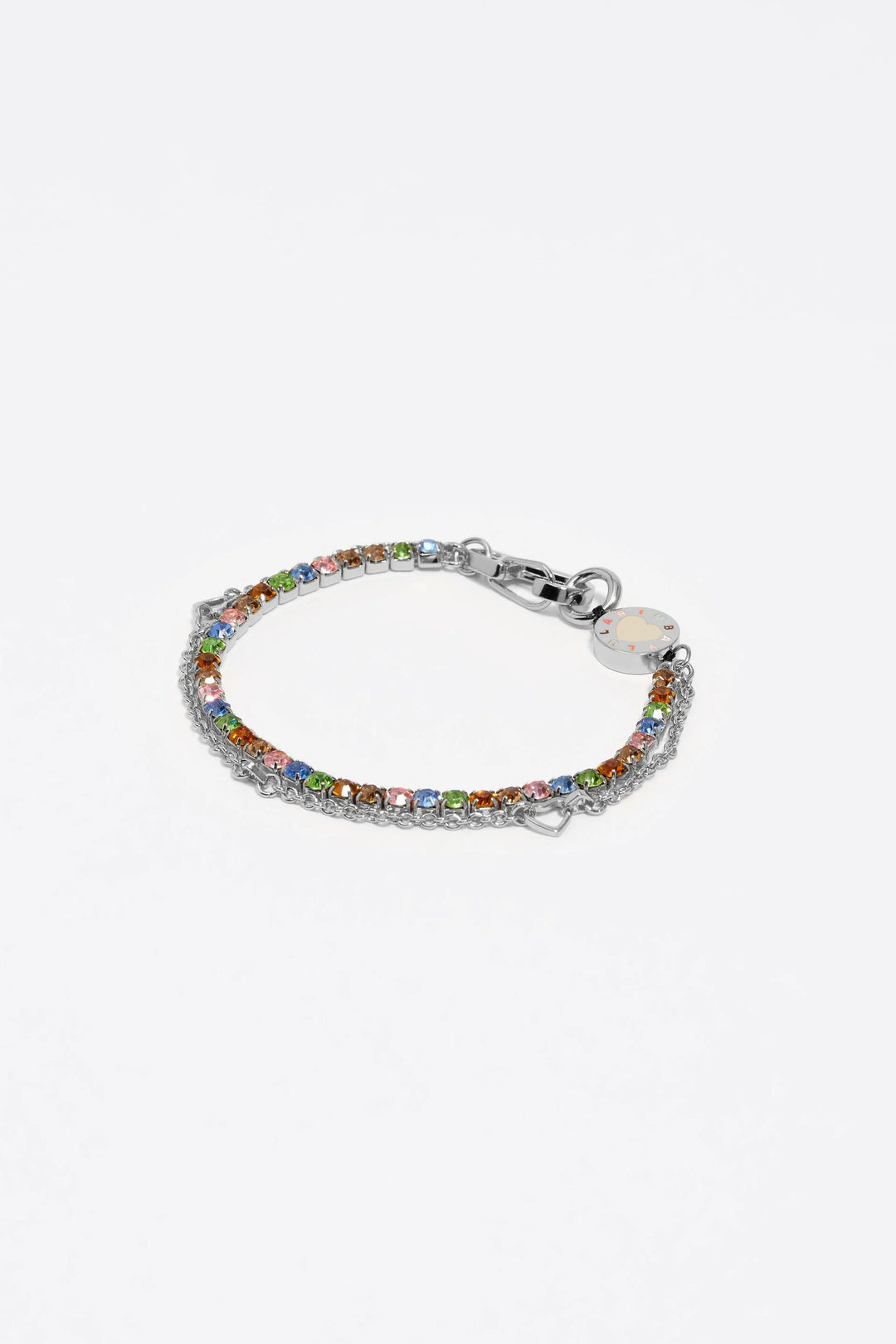 Silver double-chain crystals bracelet