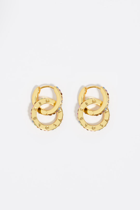 Gold logo double-hoop earrings
