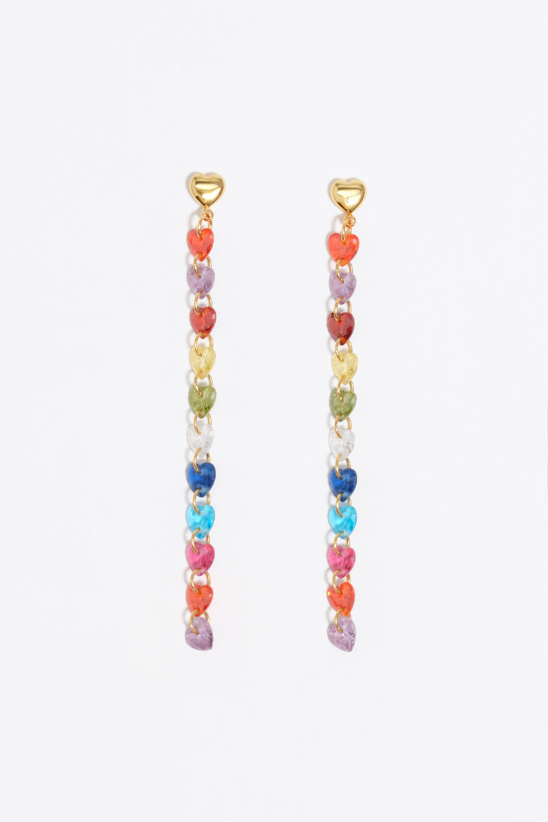 Gold-tone hearts crystals earrings