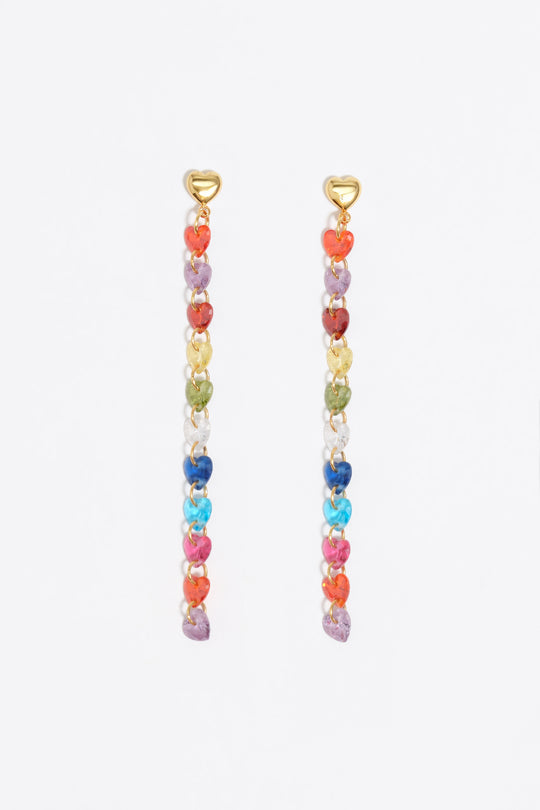 Gold-tone hearts crystals earrings