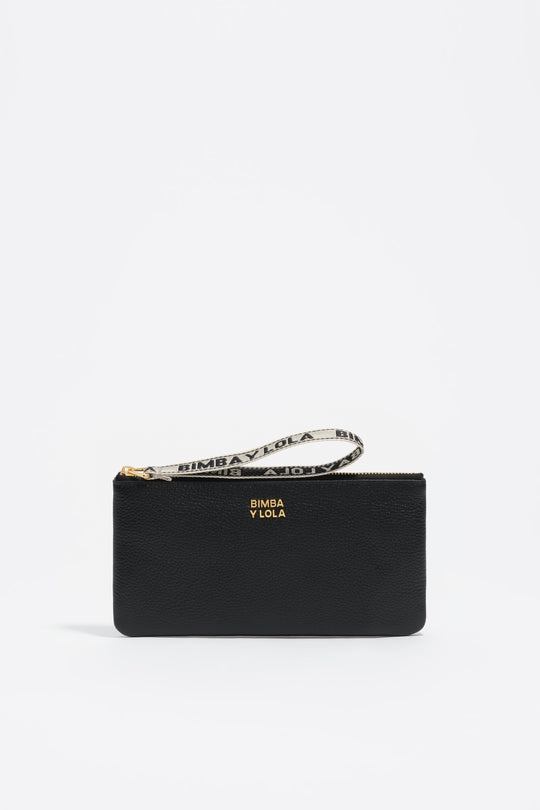 Large black leather purse