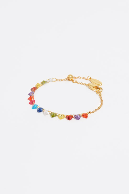 Gold-tone hearts crystals bracelet