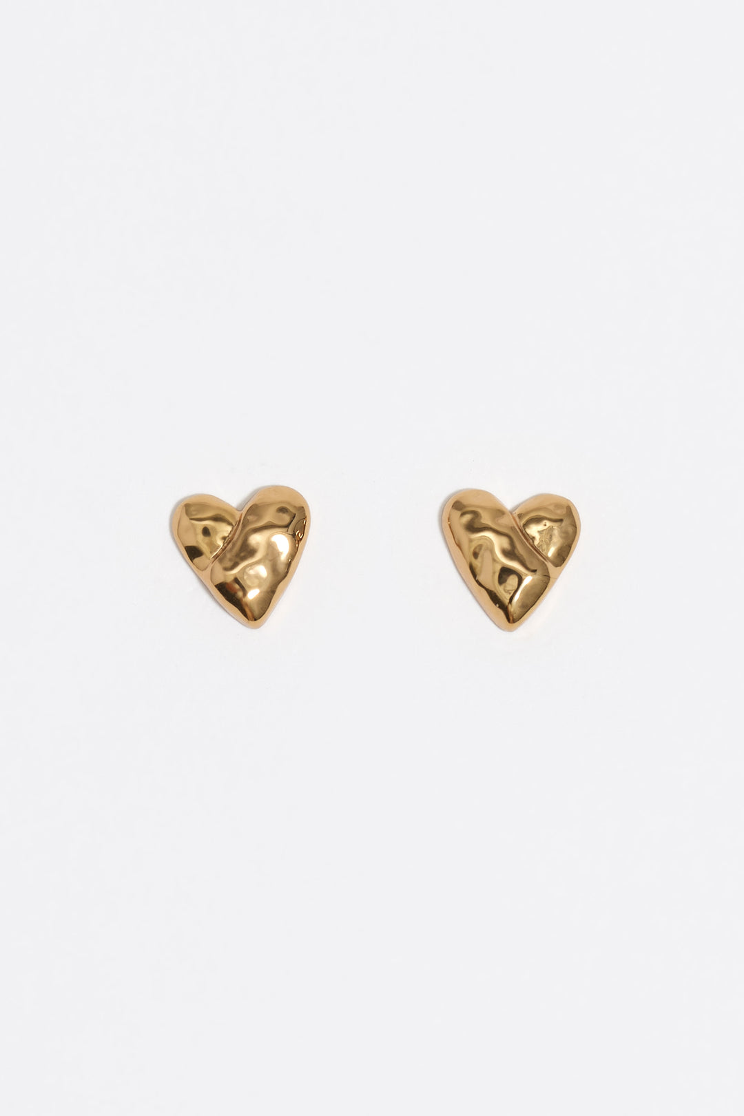 Dark gold-tone textured heart earrings