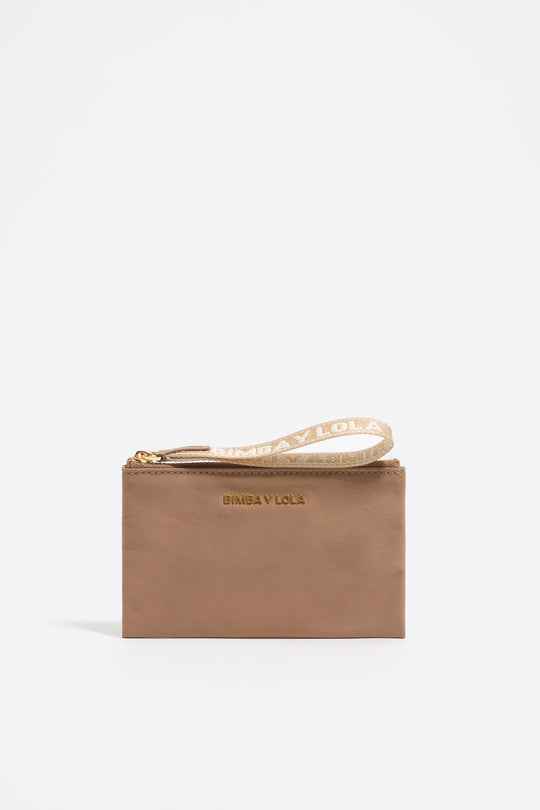 Bark brown nylon coin purse