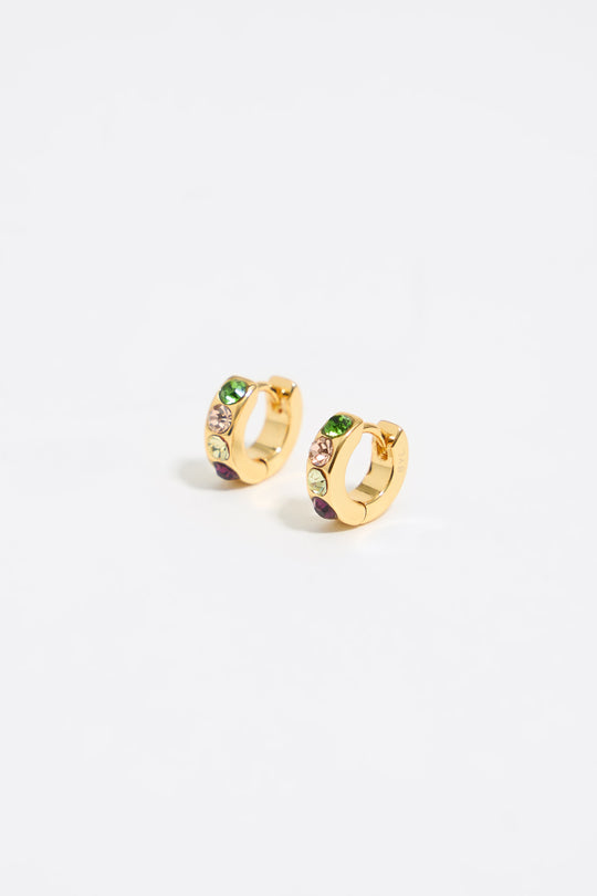 Multicolor crystals mini hoop earrings