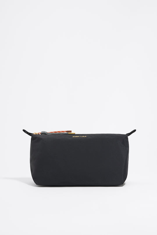 Large black nylon trapezium make-up case