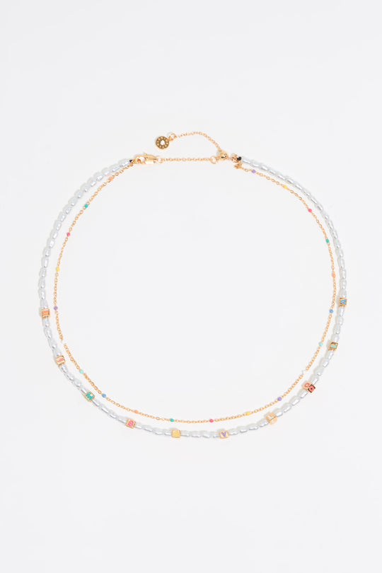 Multicolor Dice logo necklace