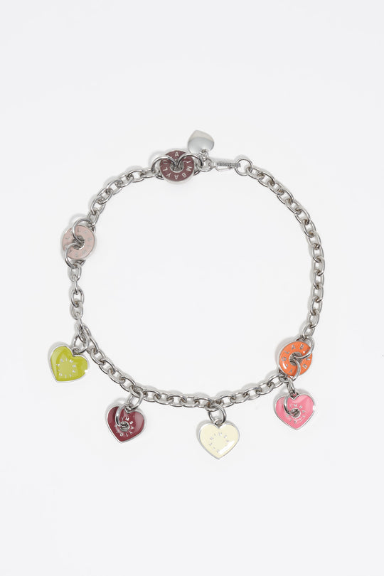 Silver heart logos necklace