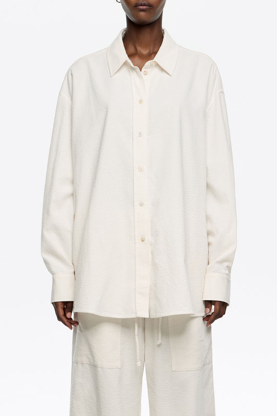 Ivory textured cotton shirt