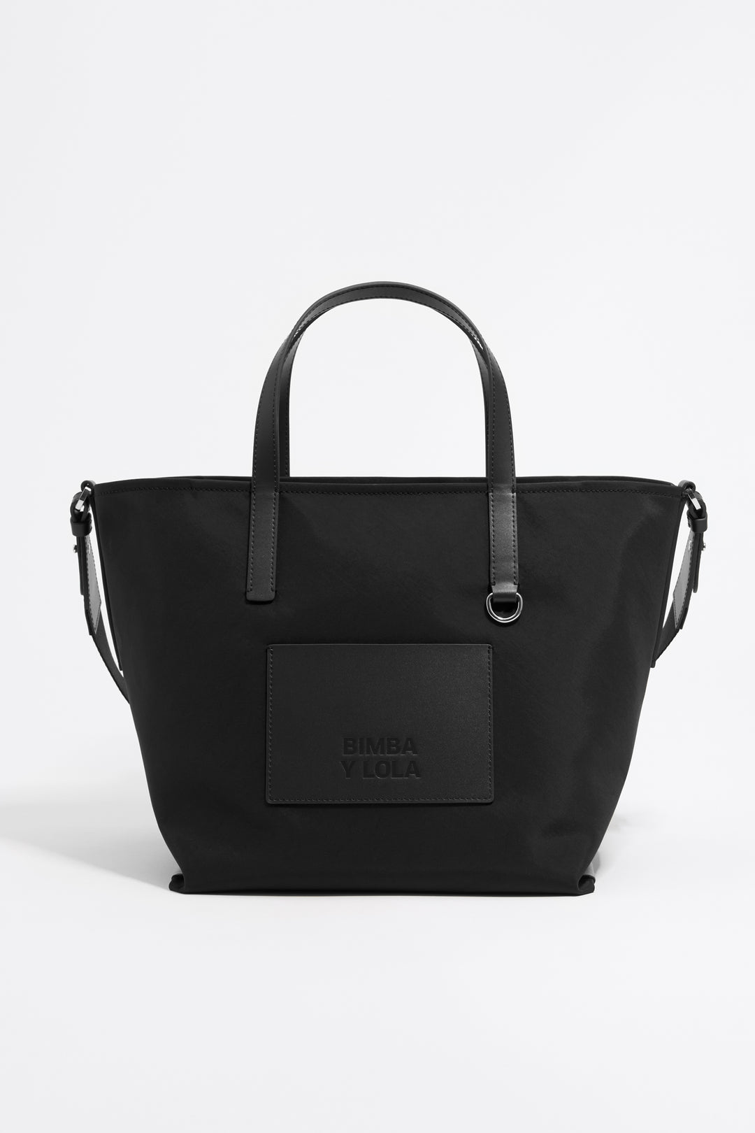Medium black nylon shopper bag