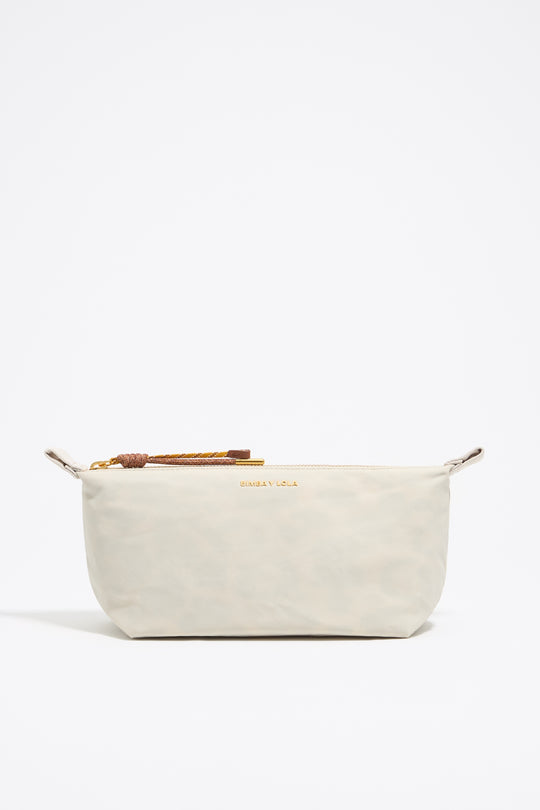 Medium stone white nylon trapezium make-up case