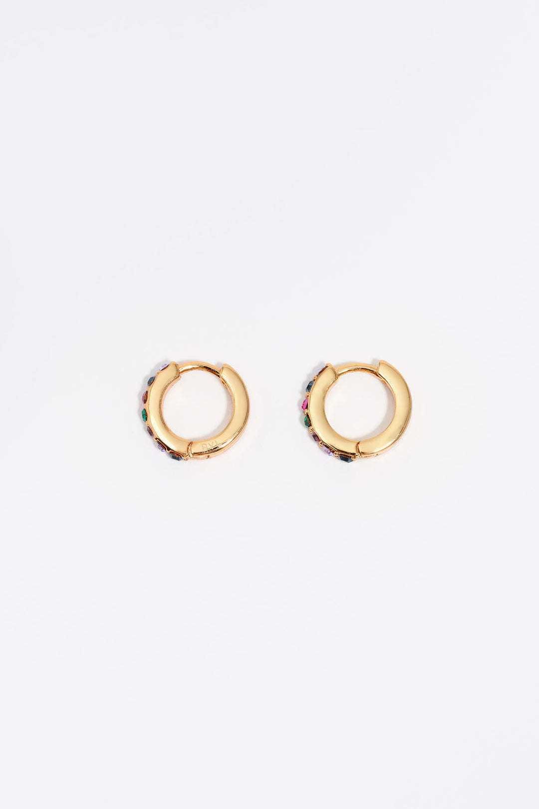 Gold mini hoop crystals earrings