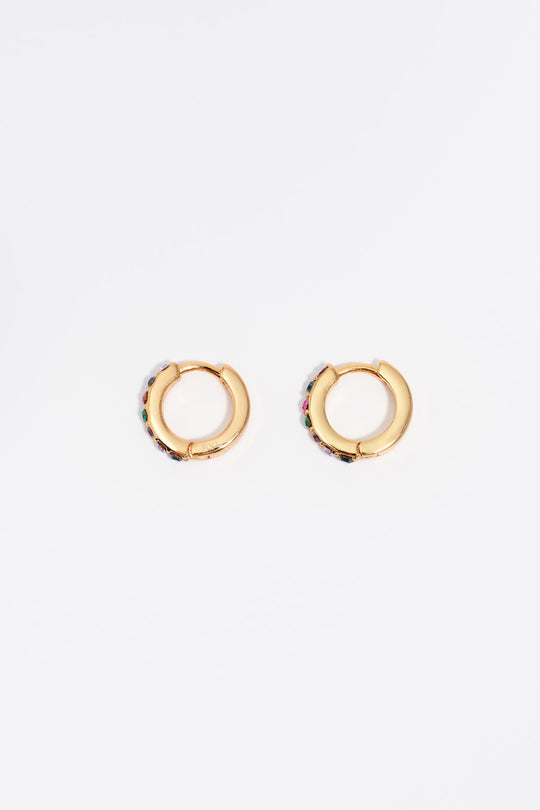 Gold mini hoop crystals earrings