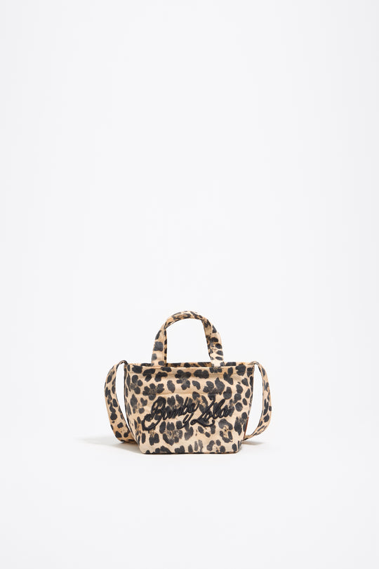 Beige Leopard mini shopper bag