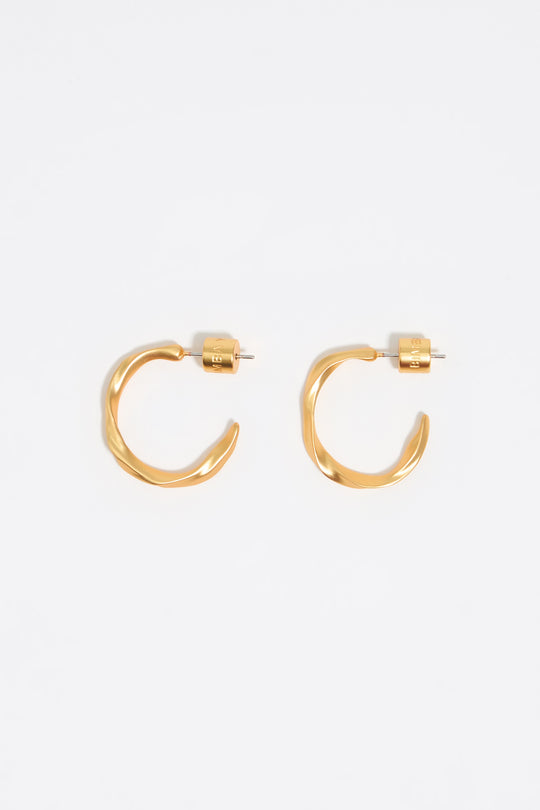 Matte gold uneven hoop earrings