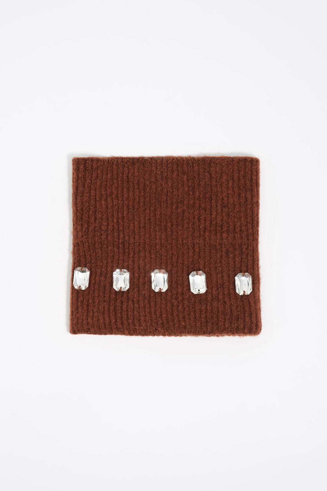 Brown knit crystals headband