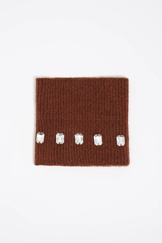 Brown knit crystals headband