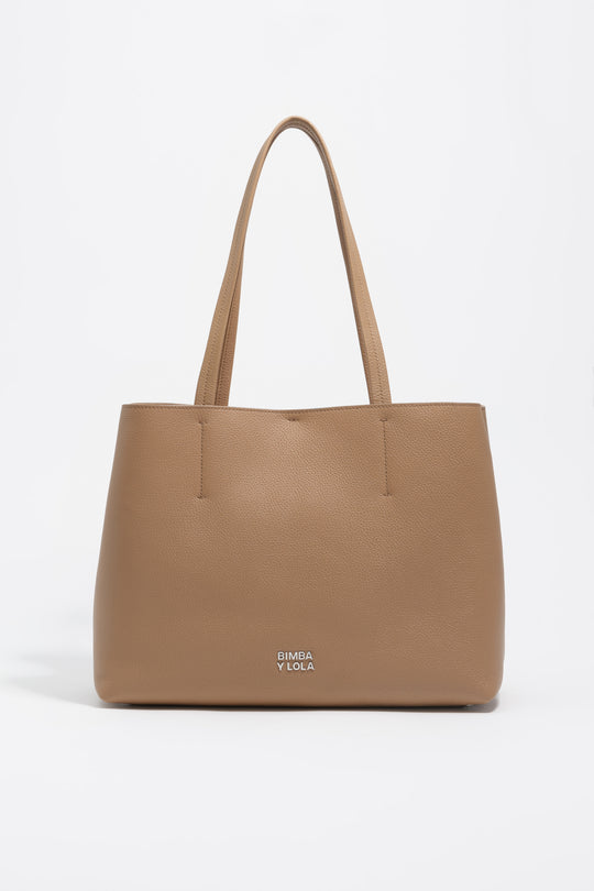 Light brown leather shopper bag