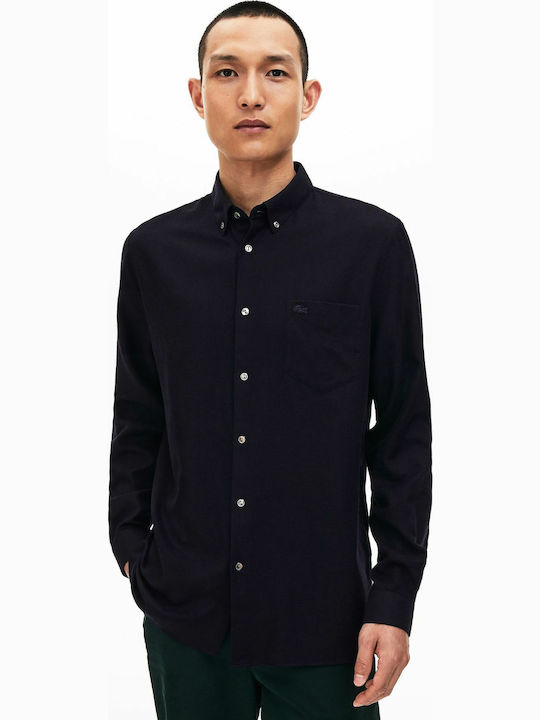 Lacoste Men's Shirt with Long Sleeves Regular Fit Navy Blue