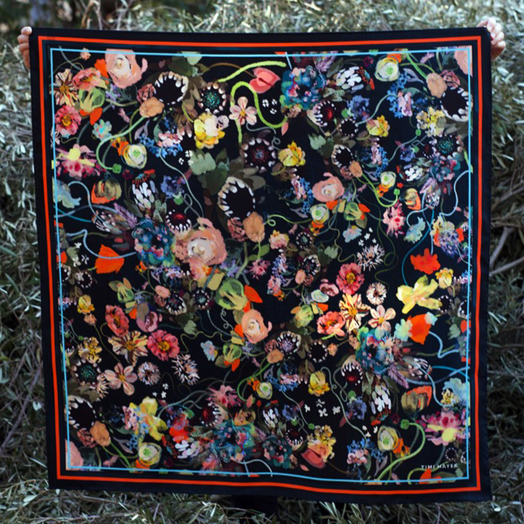 Floral Manuscript - Silk Scarf