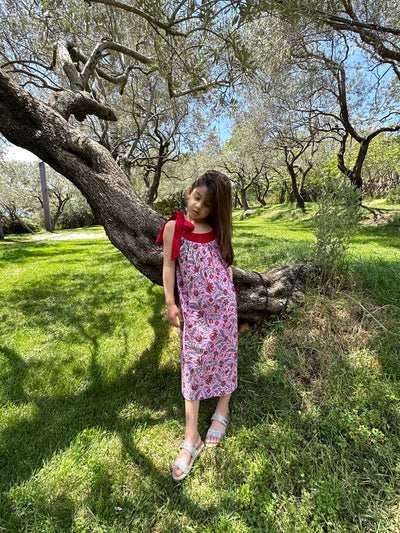 Shop The Latest Collection Of Hippie Heart Emily Pink Floral Dress With Red Collar In Lebanon