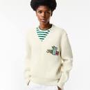 Women's Lacoste Holiday V-Neck Wool Sweater - AF9557