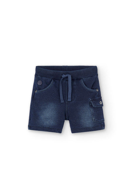 Fleece bermuda shorts denim for baby boy - 390046