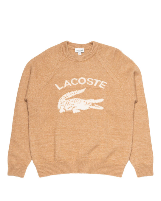 Men's Branded Contrast Crocodile Blend Alpaca Sweater