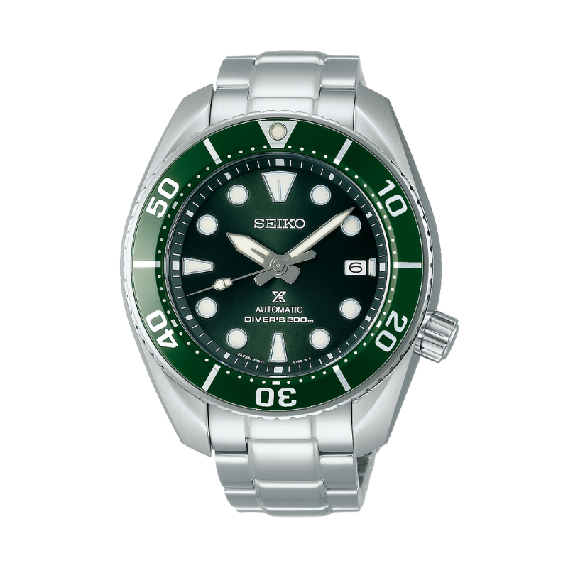 SEIKO PROSPEX 200M DIVERS AUTO GREEN DIAL SILVER BRAC -  SPB103J1