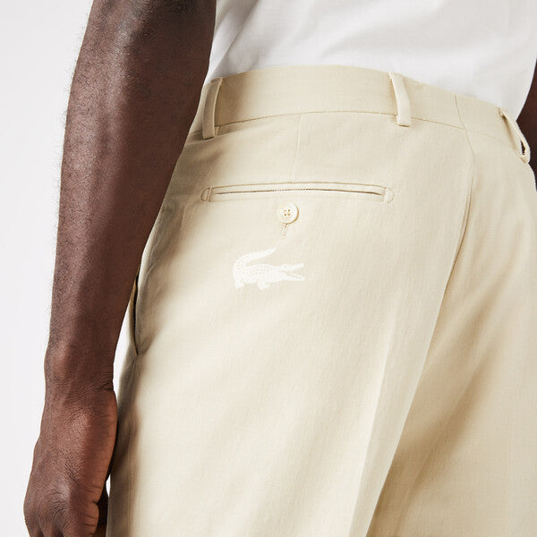 Men's Cotton And Linen Blend Pleated Trousers