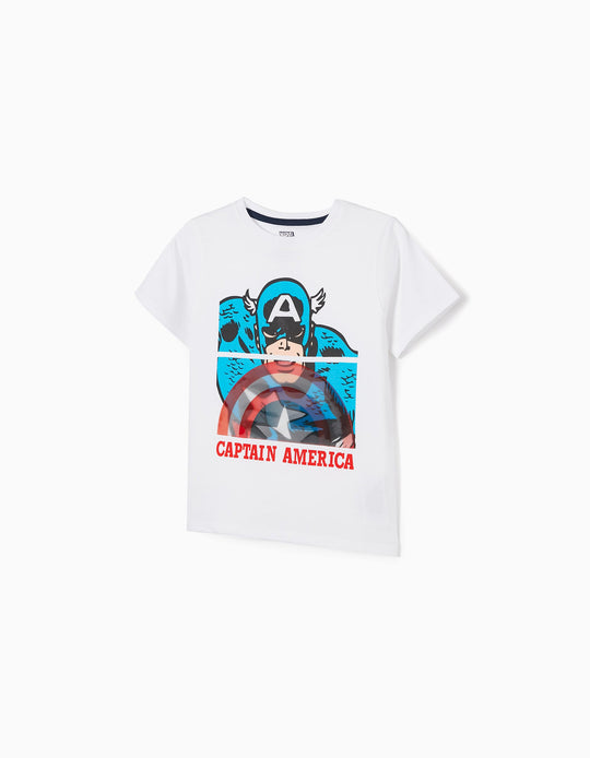 Cotton T-shirt for Boys 'Captain America', White