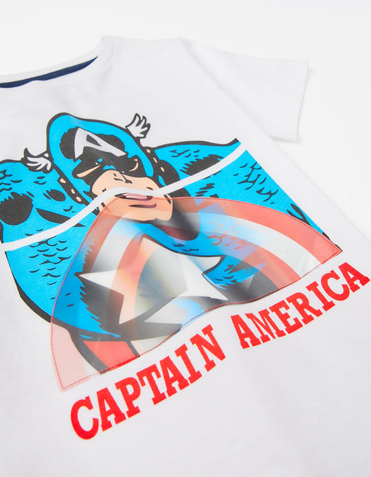 Cotton T-shirt for Boys 'Captain America', White
