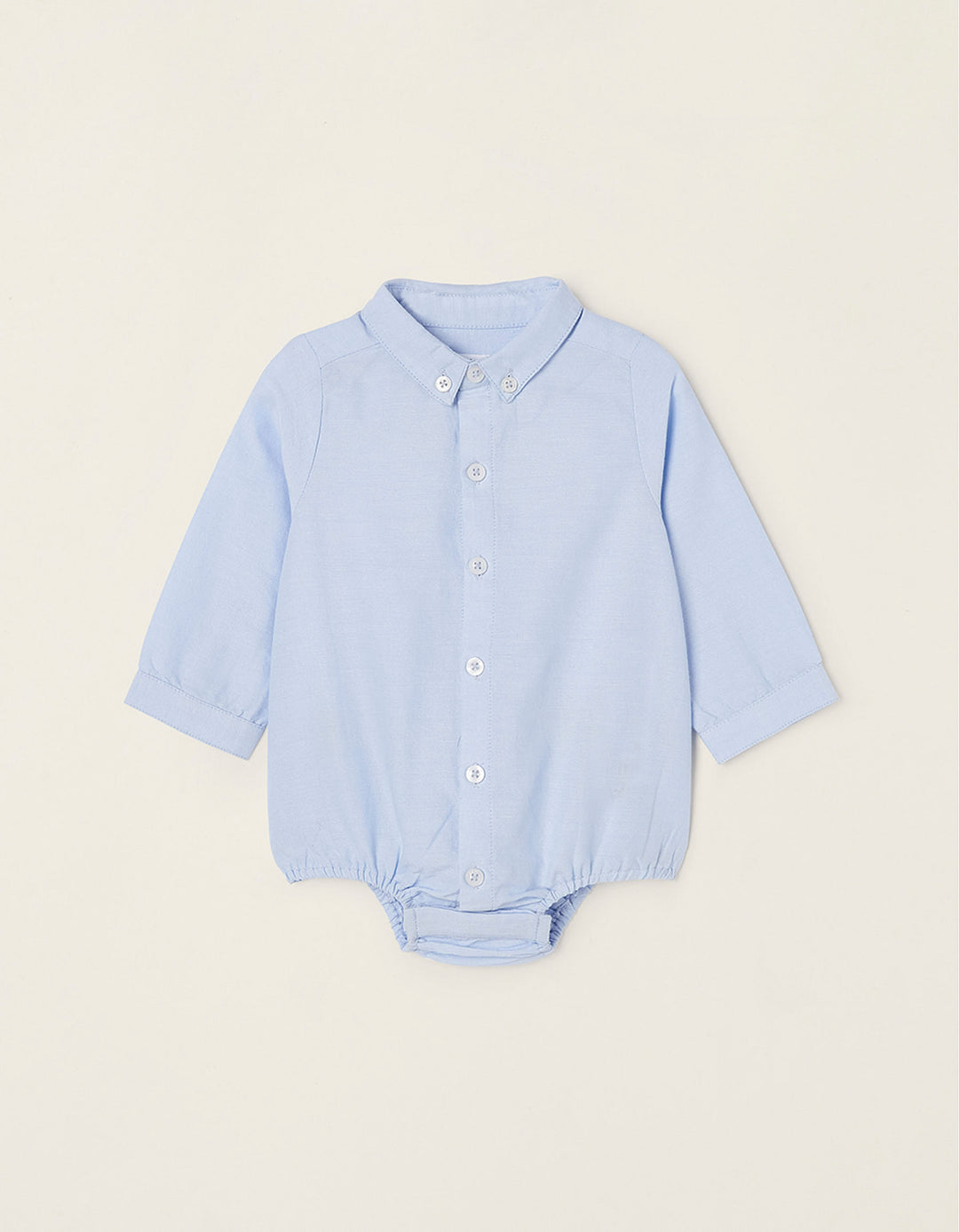 Oxford Cotton Shirt-Bodysuit for Newborn Baby Boys, Blue