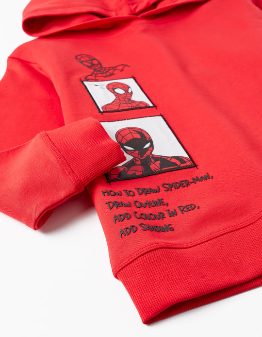Cotton Hoodie Sweatshirt for Boys 'Spider-Man', Red