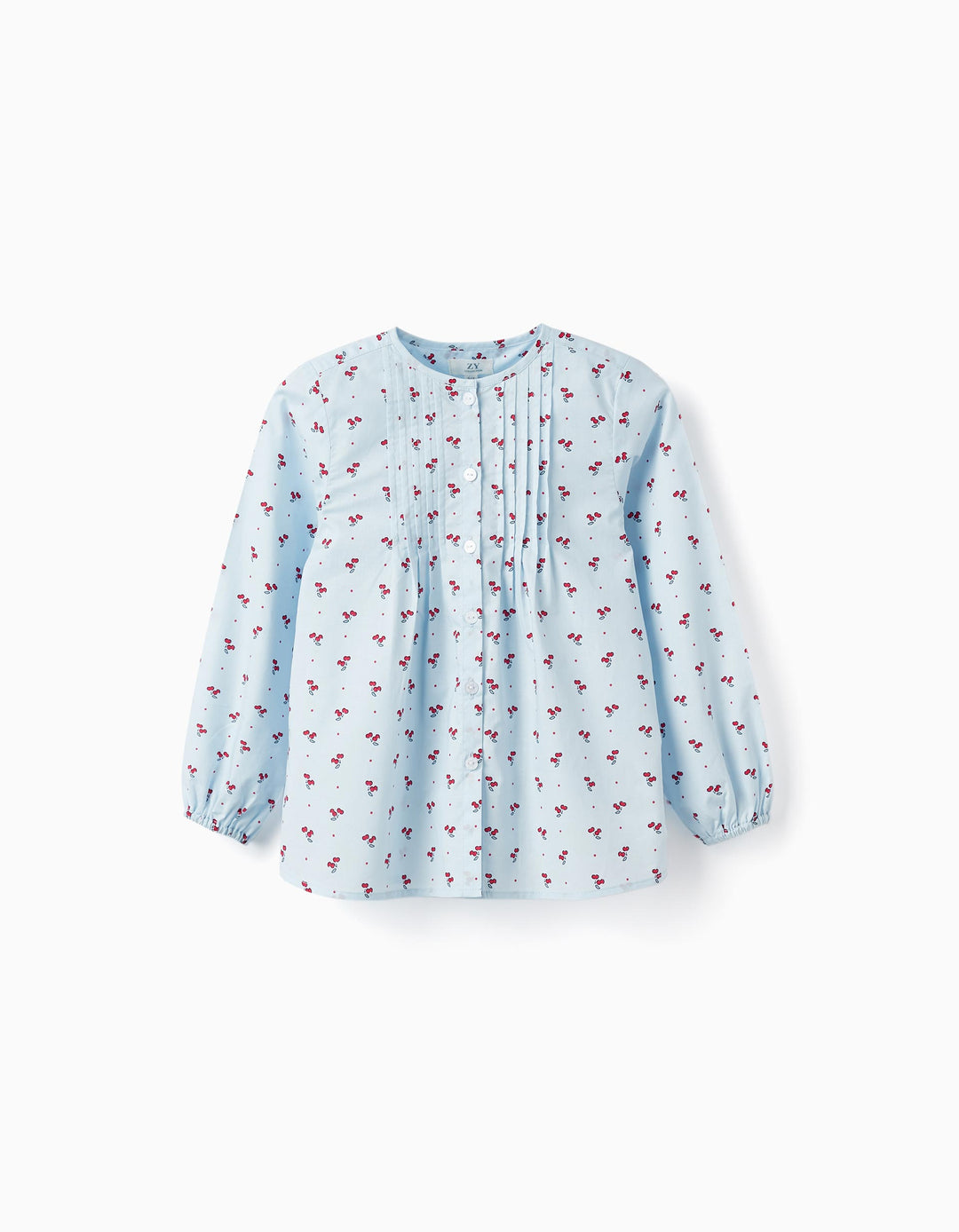 Cotton Blouse for Girls 'Cherries', Blue