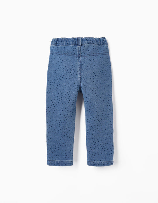 Denim Polka-Dot Leggings for Baby Girls, Blue