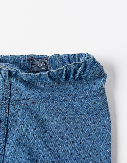 Denim Polka-Dot Leggings for Baby Girls, Blue