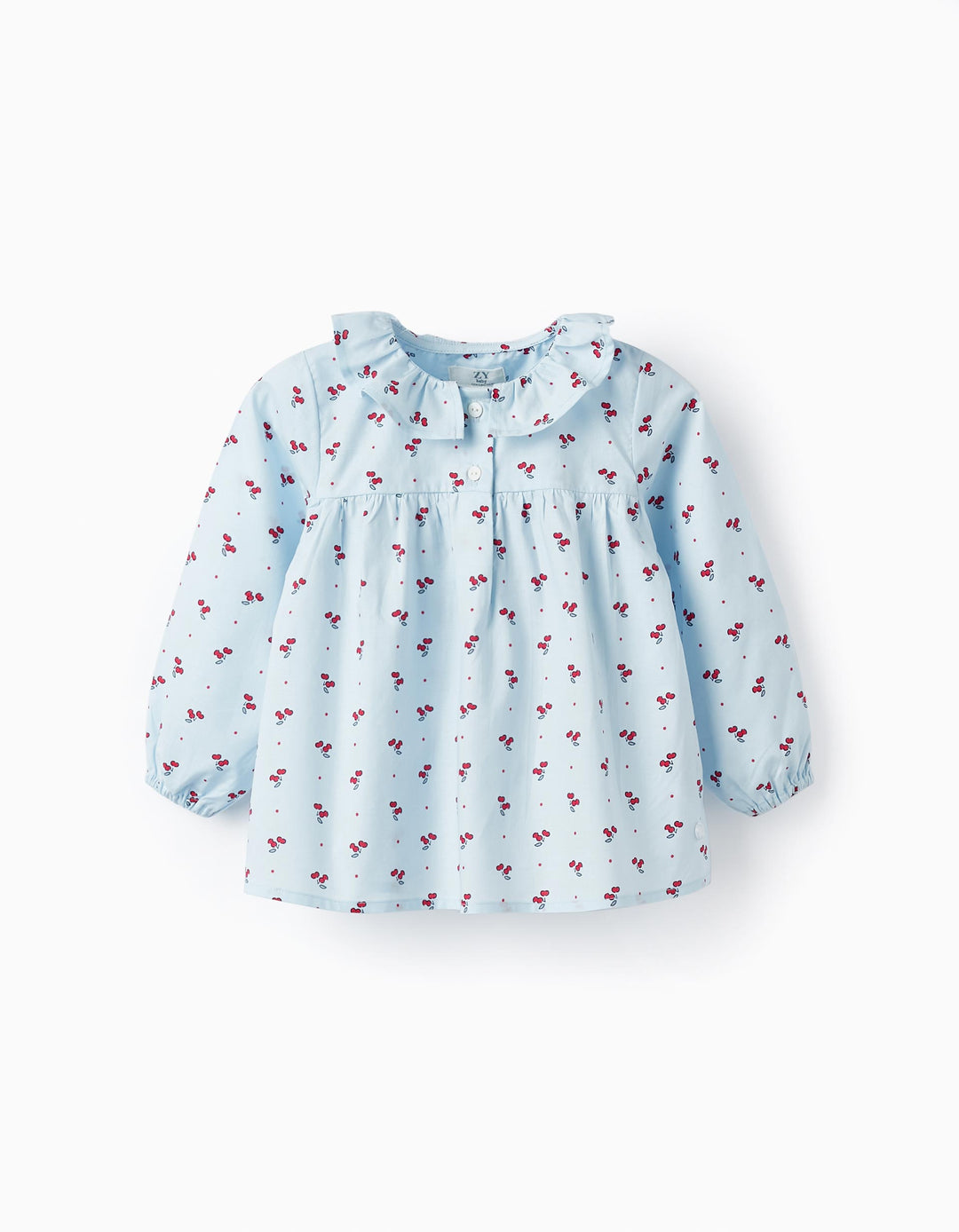 Cotton Blouse for Baby Girls 'Cherries', Blue