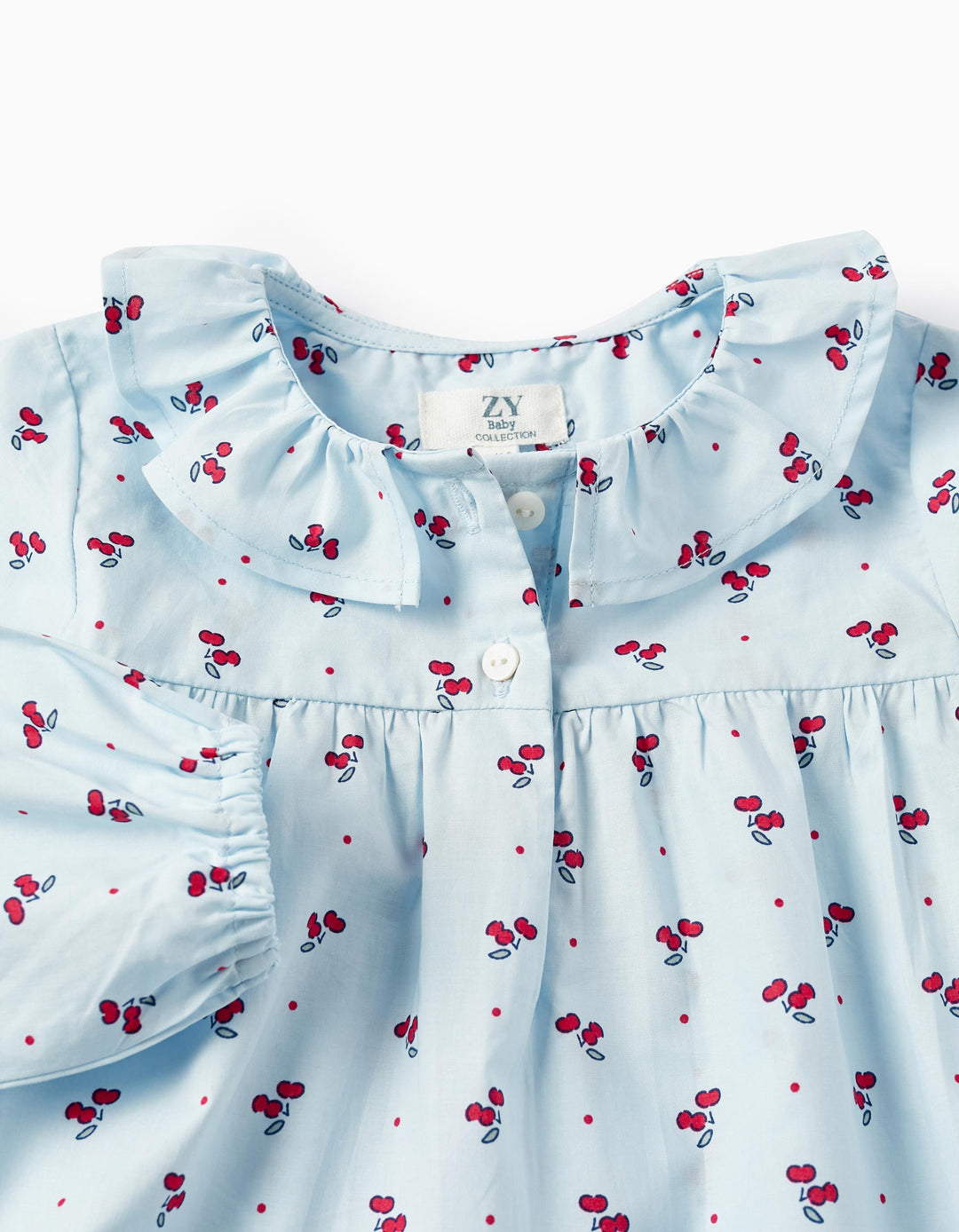 Cotton Blouse for Baby Girls 'Cherries', Blue